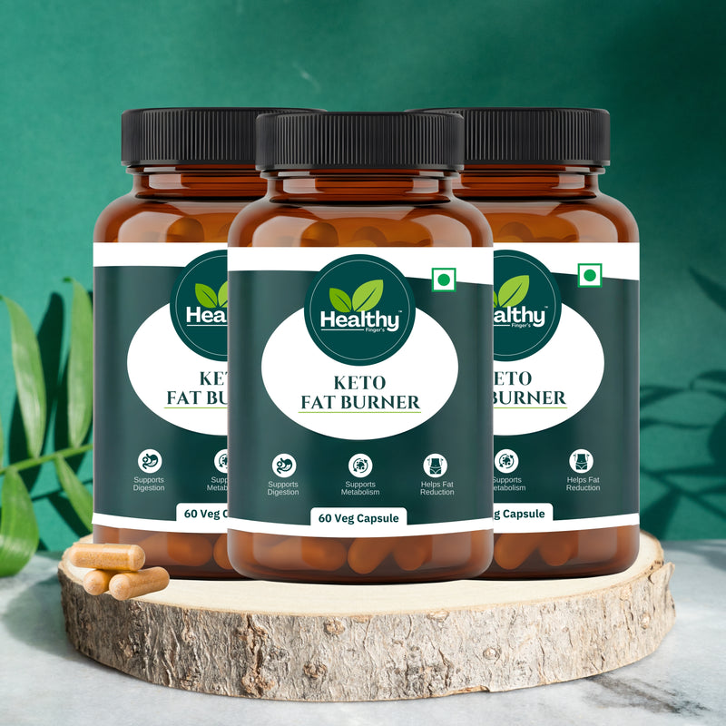 Healthy Finger's Keto Fat Burner for Men & Women | Ayurvedic Weight Loss Supplement - 60 Veg Capsules