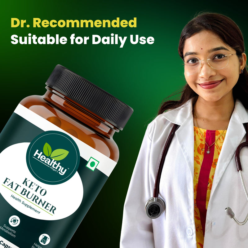 Healthy Finger's Keto Fat Burner for Men & Women | Ayurvedic Weight Loss Supplement - 60 Veg Capsules