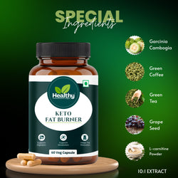 Healthy Finger's Keto Fat Burner for Men & Women | Ayurvedic Weight Loss Supplement - 60 Veg Capsules