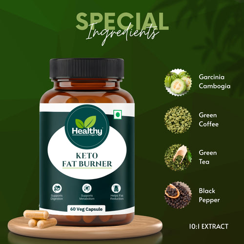Healthy Finger's Keto Fat Burner for Men & Women | Ayurvedic Weight Loss Supplement - 60 Veg Capsules