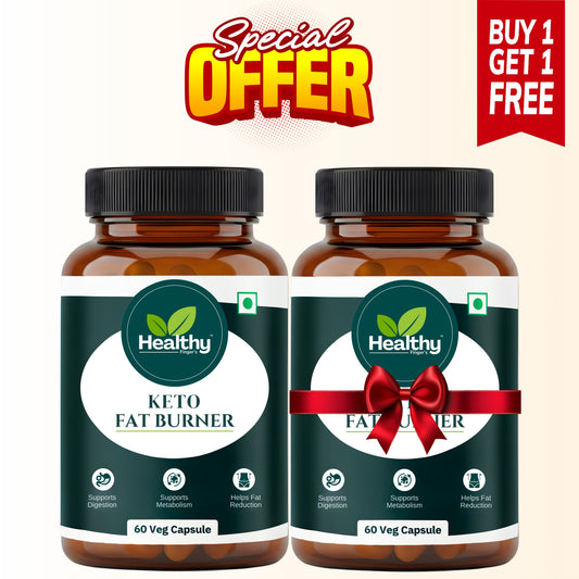 Healthy Finger's Keto Fat Burner for Men & Women | Herbal Weight Loss Supplement - 60 Veg Capsules - 2 Month Pack