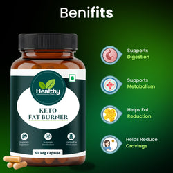 Healthy Finger's Keto Fat Burner for Men & Women | Ayurvedic Weight Loss Supplement - 60 Veg Capsules