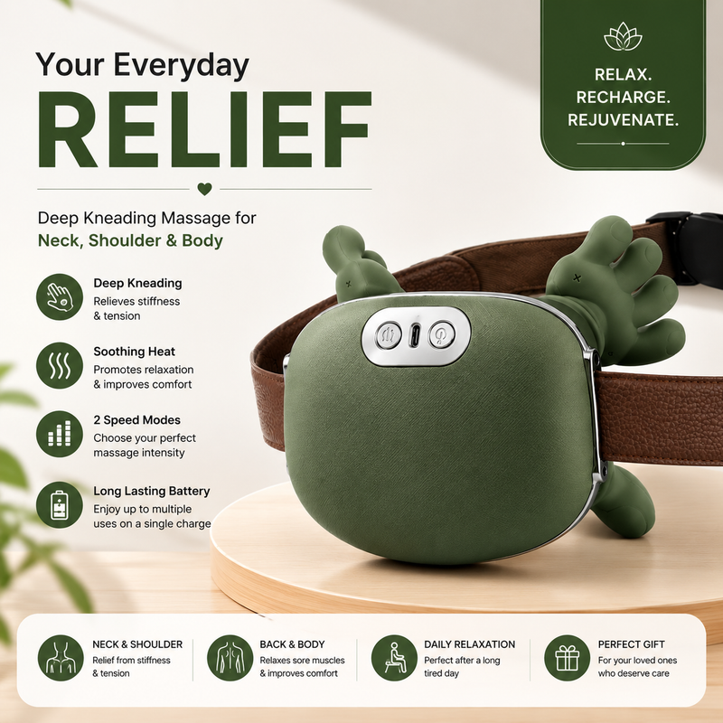 Premium Neck & Shoulder Massager, Deep Tissue Kneading, Heat Therapy | Full Body Relaxation