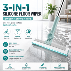 3-in-1 Magic Silicone Floor Wiper Broom | 180° Rotating & Extendable Floor Cleaner