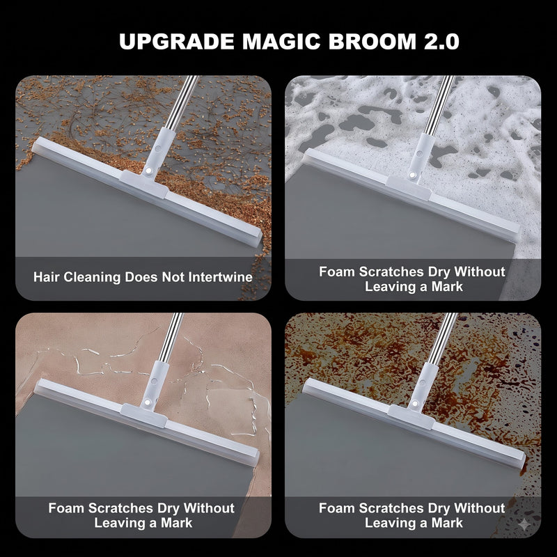 3-in-1 Magic Silicone Floor Wiper Broom | 180° Rotating & Extendable Floor Cleaner