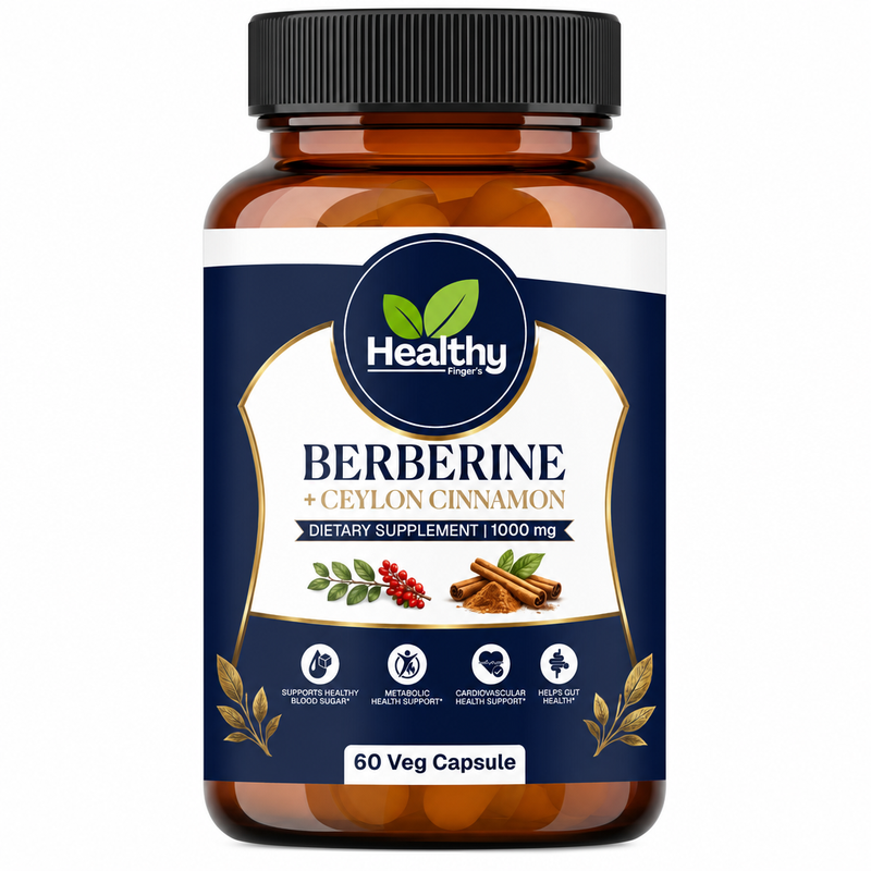 Berberine 1000mg with Ceylon Cinnamon - Healthy Blood Sugar Support Supplement, Metabolic & Cardiovascular Health, Gut Health Support - 60 Veg Capsules