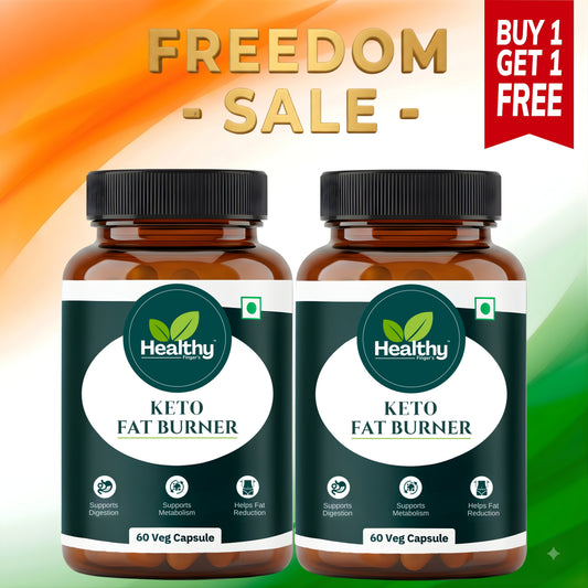 Healthy Finger's Keto Fat Burner for Men & Women | Herbal Weight Loss Supplement - 60 Veg Capsules