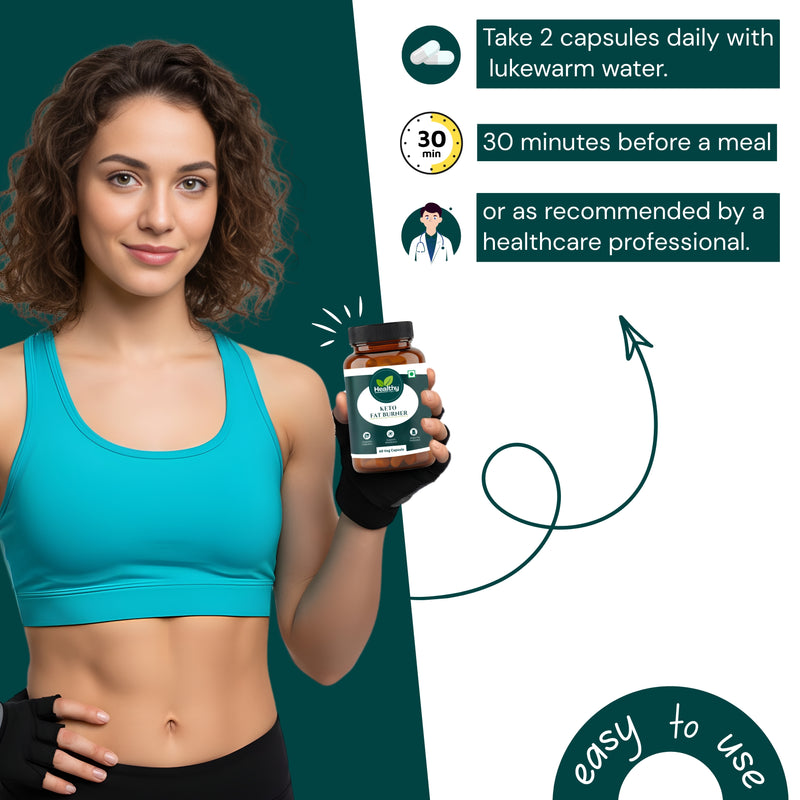 Healthy Finger's Keto Fat Burner for Men & Women | Ayurvedic Weight Loss Supplement - 60 Veg Capsules